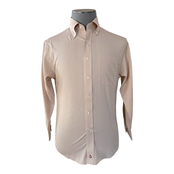 Button Front Men’s Shirt NORDSTROM Cotton Shirt Tan Structured Shirt - Picture 3 of 6